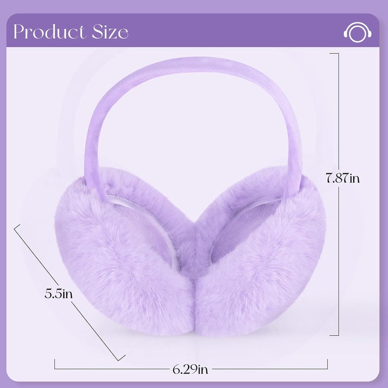 Lainlight Store Earmuffs for Women Winter Warm Foldable Ear Muffs Faux Fur Cute Fuzzy Ear Warmers for Girls Women - Image 2